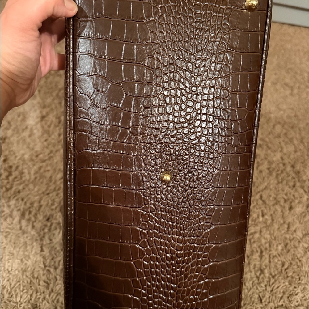 Massimo Castelli Brown Croc-Embossed Large Leather Bag - Picture 6 of 11
